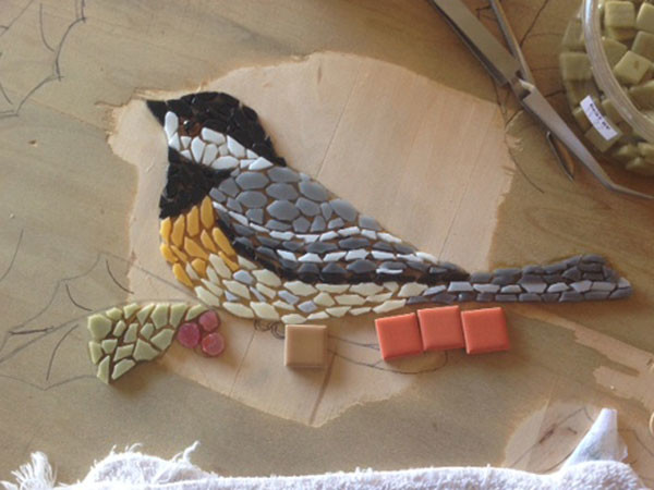 Chickadee Mosaic Table Top