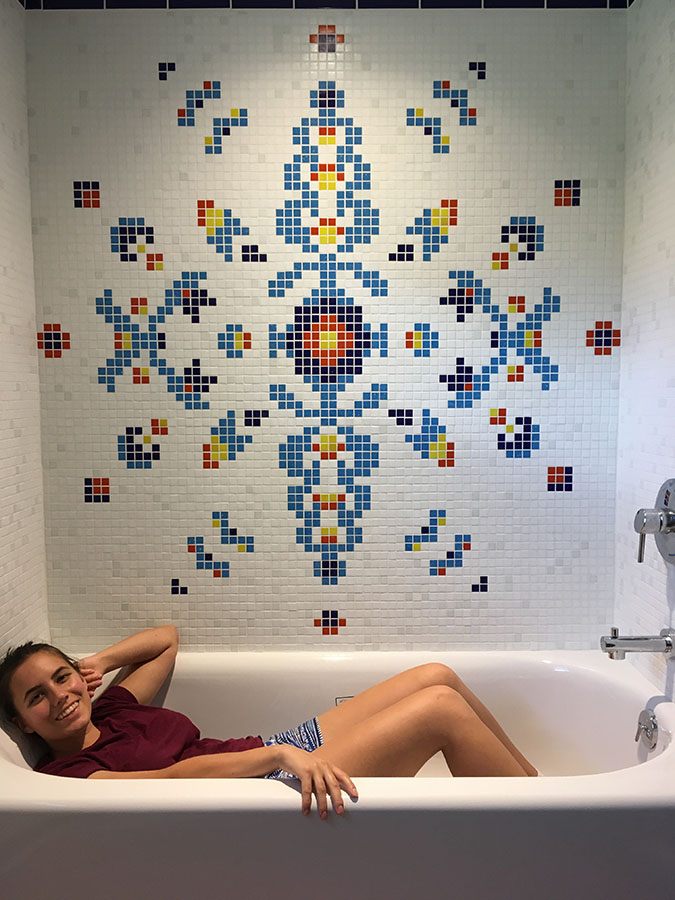 Shower Mosaic with the Artist