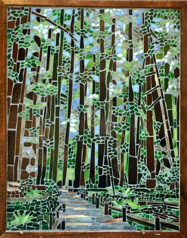 Mosaic Redwoods by Tracy Kaplan Grouted.