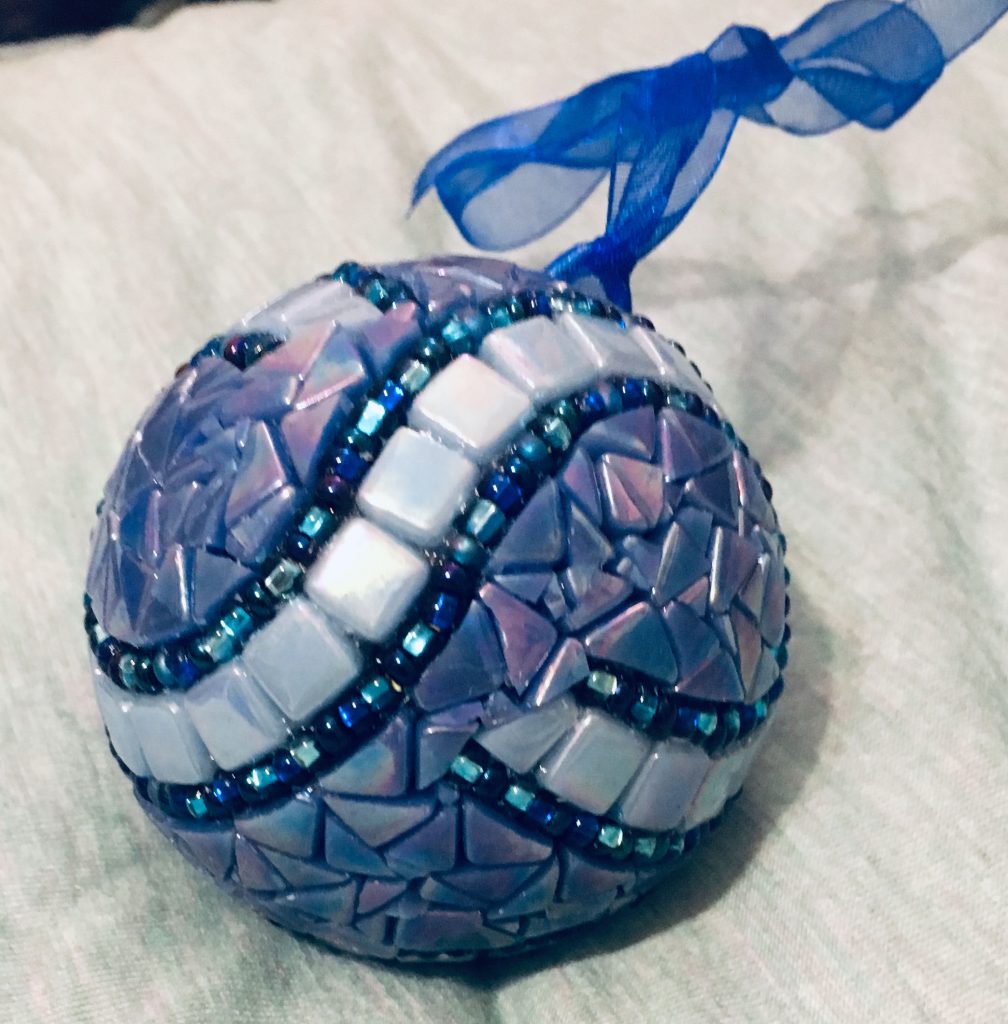 Mosaic Christmas-tree ornament blue