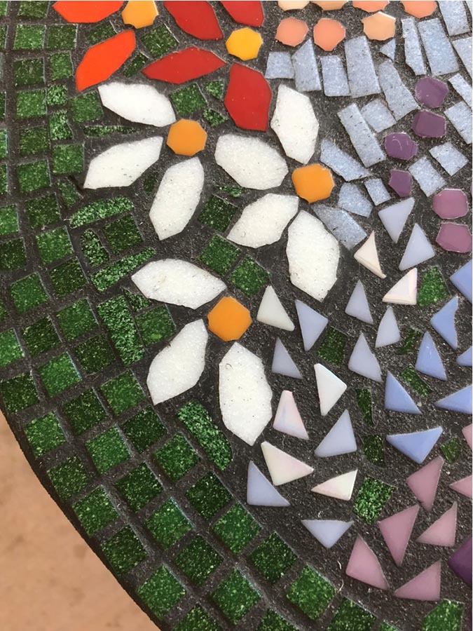 Julie's mosaic detail after grout in pits was cleaned.