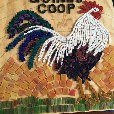 Rooster Mosaic 2nd Color Study by artist Linda Lawton.