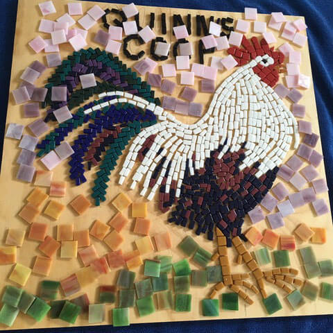 Rooster Mosaic Color Study by artist Linda Lawton.
