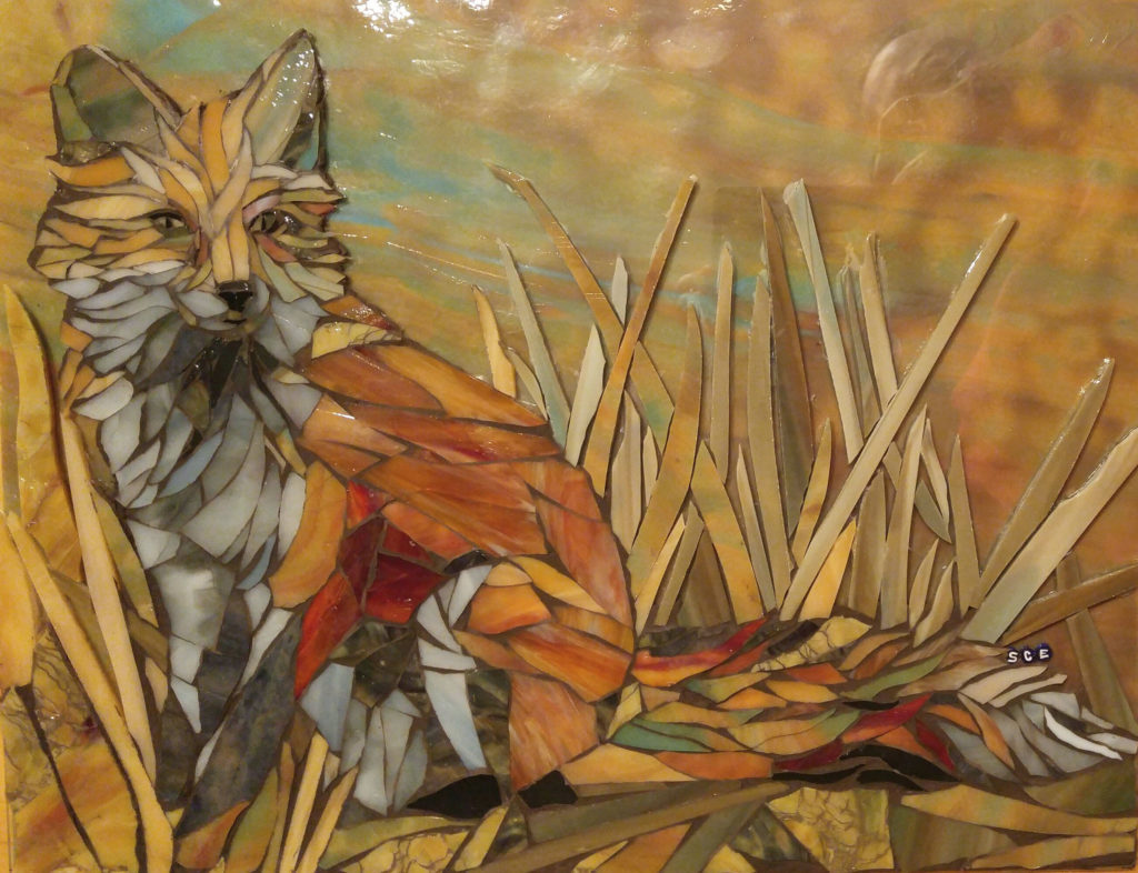 Fox Glass-on-Glass Mosaic by artist Suzanne Coverett Earls.