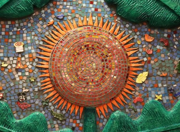 Mosaic Mural Detail Sunflower