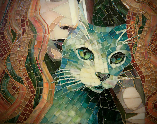Rhubarb Mosaic Portrait by artist Suzanne Coverett Earls.