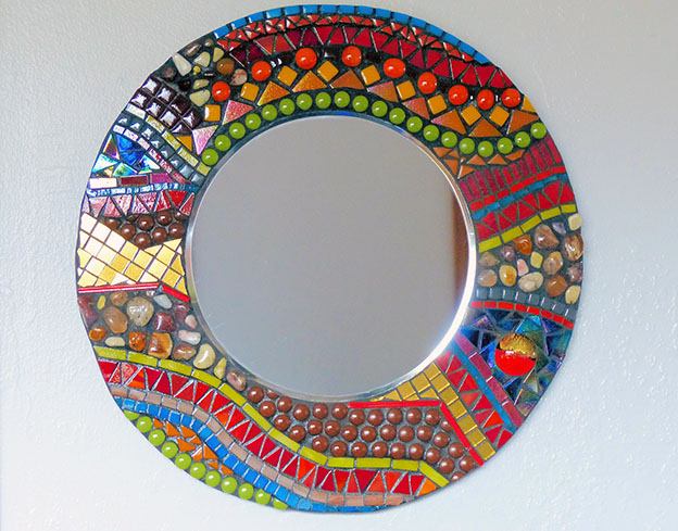 Round Mosaic Mirror by artist Cindy Christensen