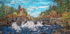 Big Falls Stained Glass Mosaic Landscape