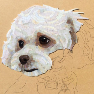 Mosaic Pet Portrait fluffy dog WIP2