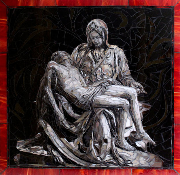 Pieta mosaic by artists Sandra and Carl Bryant after sculpture by Michelangelo