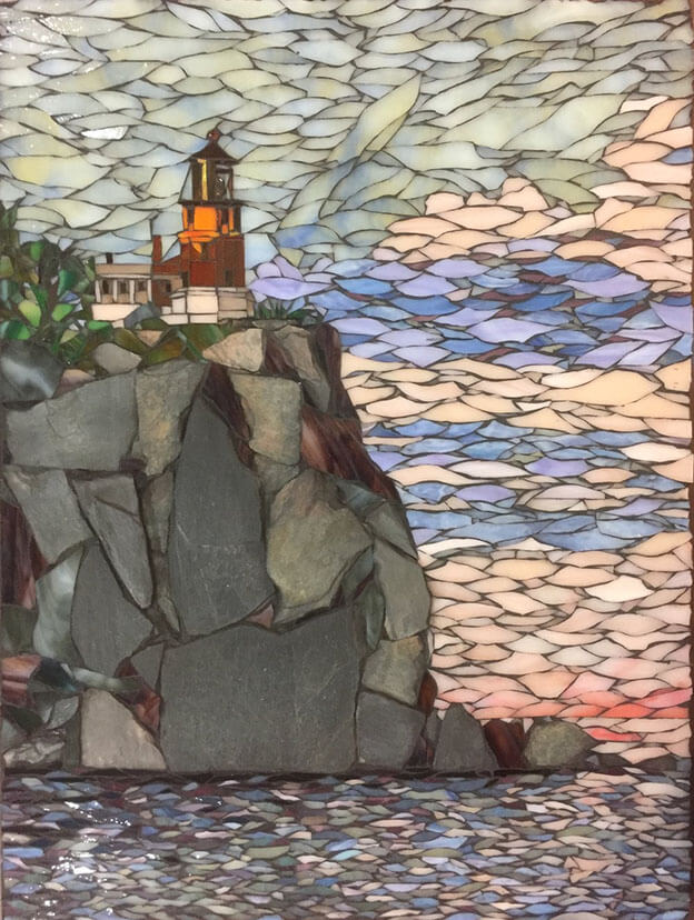 Split Rock Stained Glass Mosaic Landscape