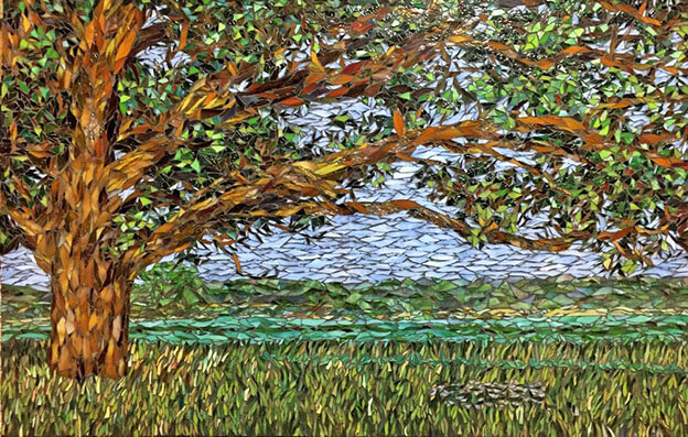 The Oak Stained Glass Mosaic Landscape