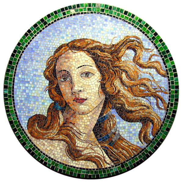 Mosaic Birth of Venus by artist Yulia Hanansen after painting by Botticelli.