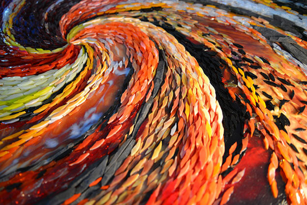 Mosaic Forest Fire Detail by artist Yulia Hanansen