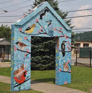 Mosaic Public Art Bird Gate