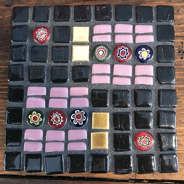 Mosaic Coaster with Scratched Tile by artist Stefi Morrison