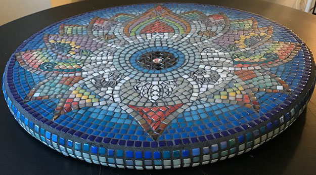 Mosaic Table Top Steph Potter Blue Mandala isometric