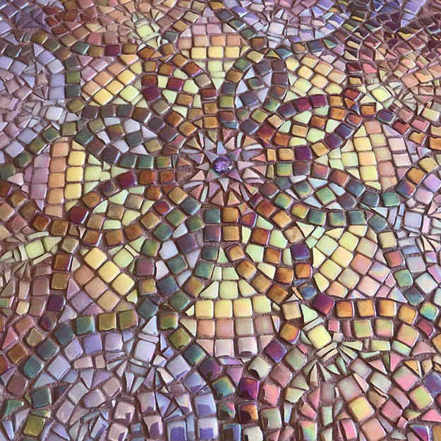 Mosaic Table Top Steph Potter Violet Mandala detail