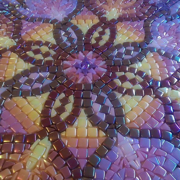 Mosaic Table Top Steph Potter Violet Mandala Pre-Grout