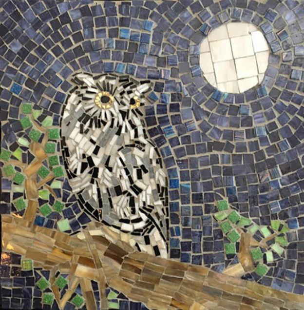 Eastern Screech Owl Mosaic by artist Linda Lawton