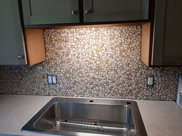 Stone Mosaic Backsplash grouted