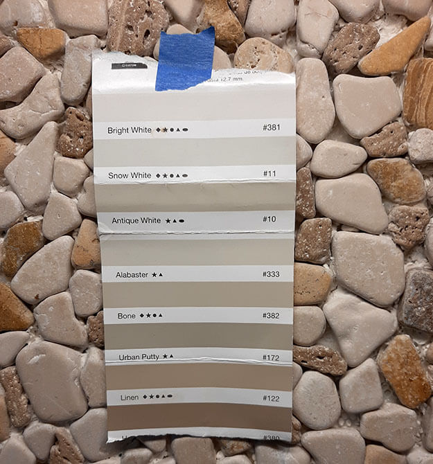 Stone Mosaic Backsplash Grout Color Swatch