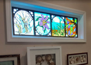 Glass-on-Glass Mosaic Window by art therapist Ellis Eisener installed