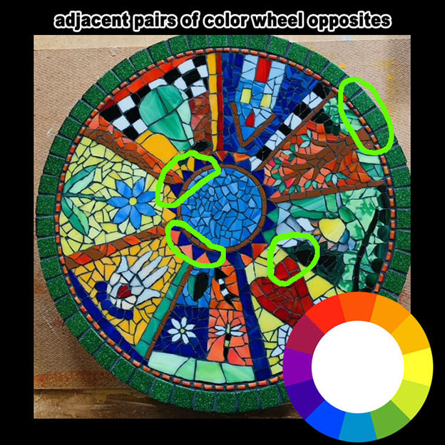 Mosaic Lazy Susan has pairs of color wheel opposites.