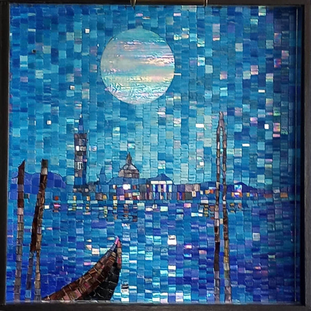 Blue Venice Mosaic by Terry Broderick, iridescent view.