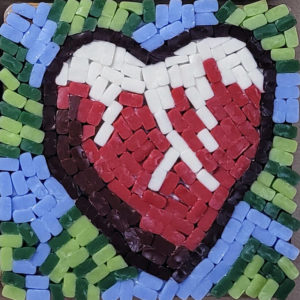 Heart Cleaved Glass-Tile Mosaic