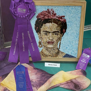 Frida Kahlo mosaic portrait by Denise Herzog award