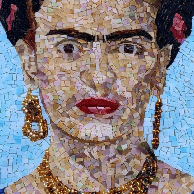 Frida Kahlo mosaic portrait by Denise Herzog detail 1