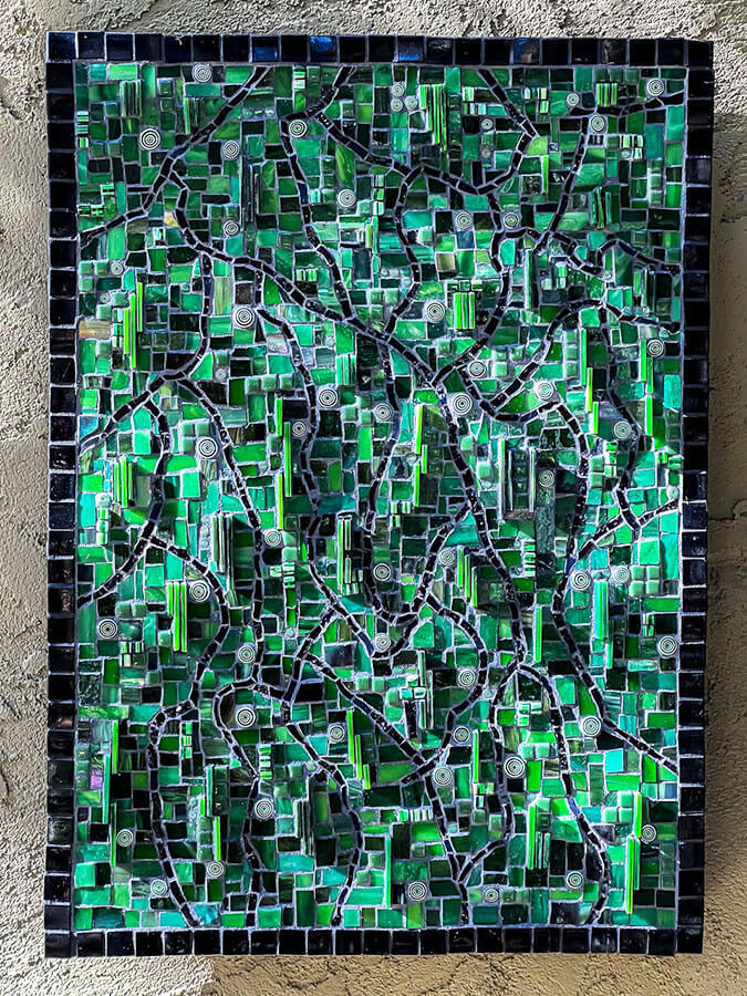 Abstract Bas-relief Mosaic Green