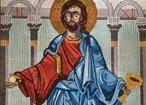 Mosaic Christ with Bread and Chalice by Sue Hague after 12th century Byzantine painting