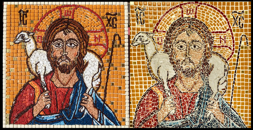 Mosaic Icon of Jesus the Good Shepherd by Sue Hague after 2nd century mosaic
