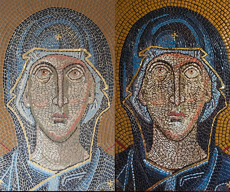 Mosaic Icon of Mary by Sue Hague after 12th century Russian icon