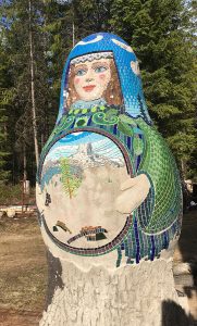 in progress, Rebirth matryoshka mosaic sculpture by artist Peter Vogelaar