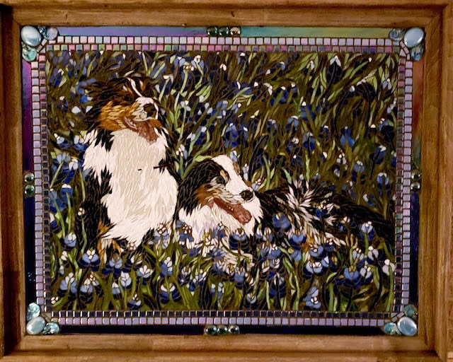 Mosaic by Tanya Boyd that my mind thought of as "Inspecting for Butterflies."