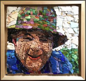 Fishing Hat mosaic by Yolanda Bergman