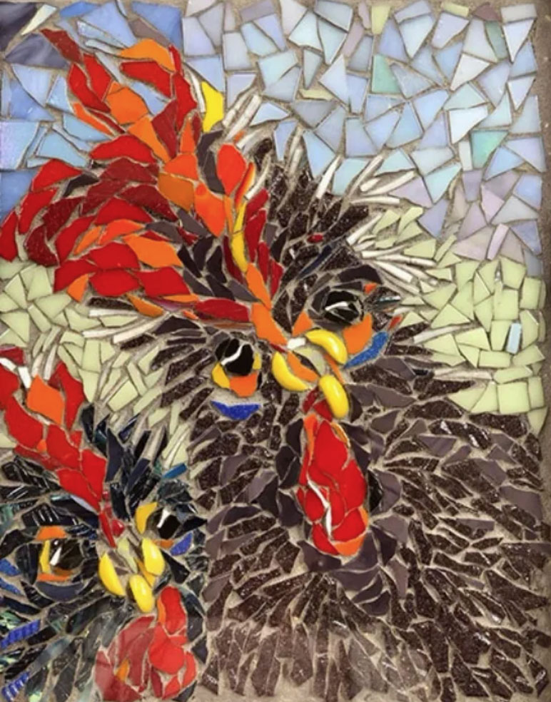 Two Wild and Crazy Chicks mosaic by Yolanda Bergman