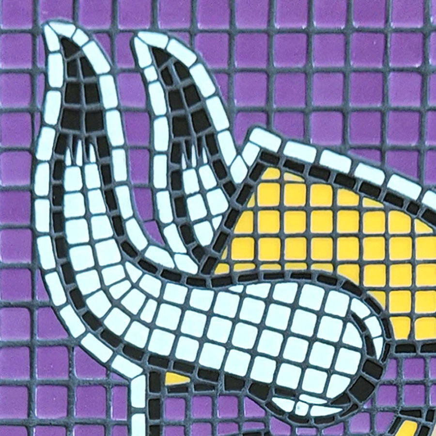 Mosaic Minnesota Vikings Logo horn detail by artist Curt Gassmann