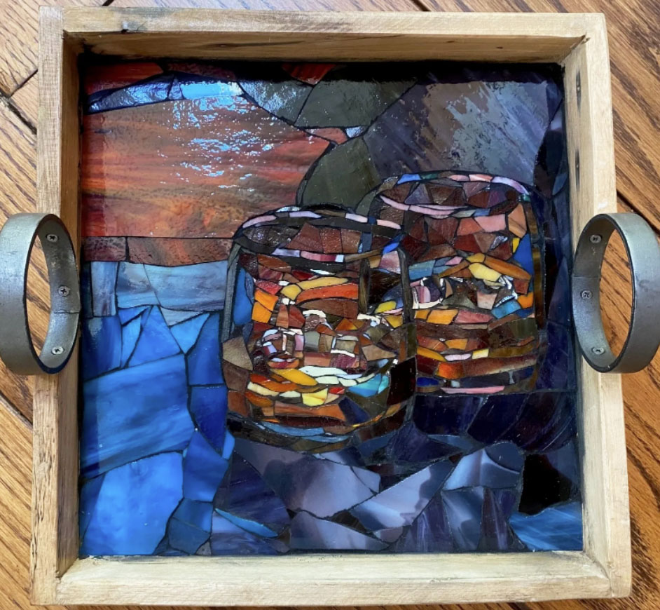 Two Glasses of Scotch on the Rocks mosaic by Yolanda Bergman