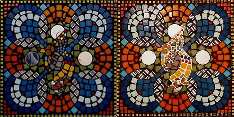 Kokopelli Mosaic comparison showing improved figure.