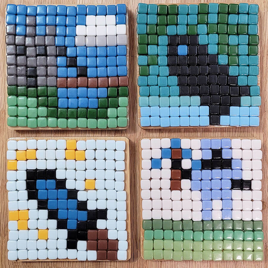 Minecraft-Inspired Mosaics by my Son