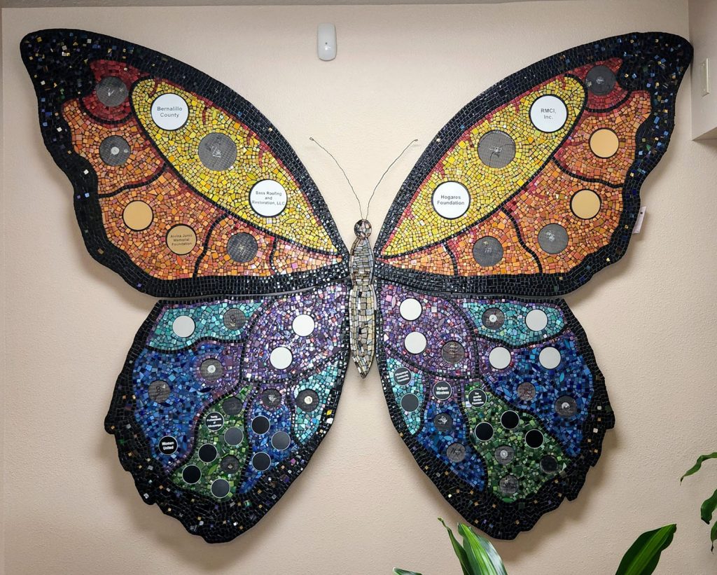 Butterfly Mosaic Sculpture by Jill Gatwood, installing process