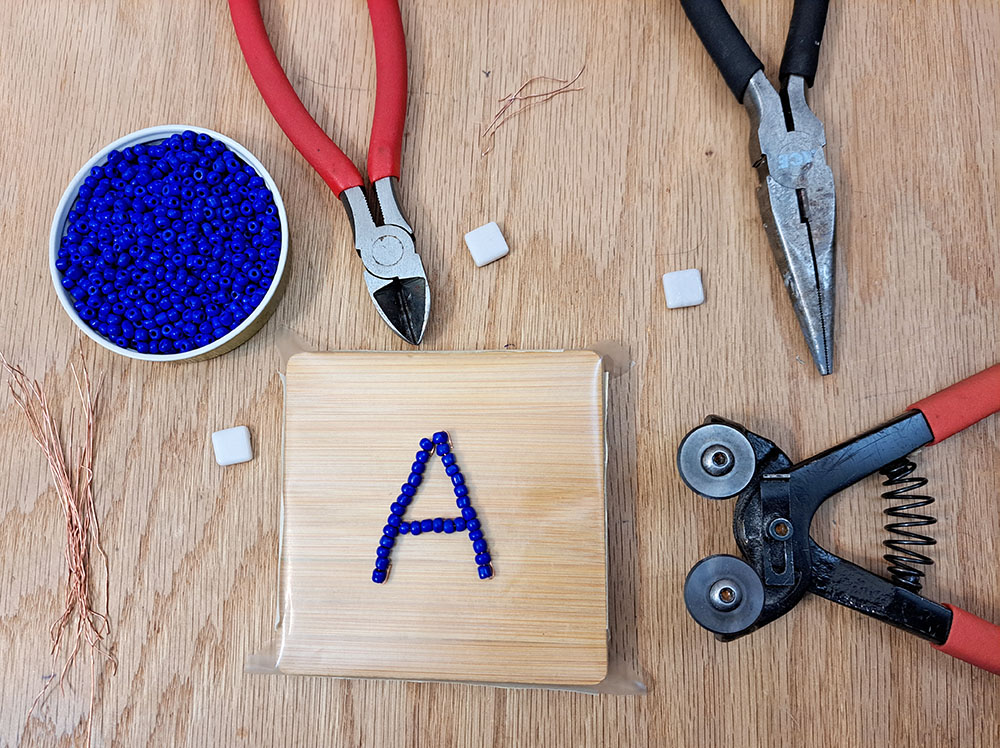 Making Mosaic Letters from Glass Beads, step 3