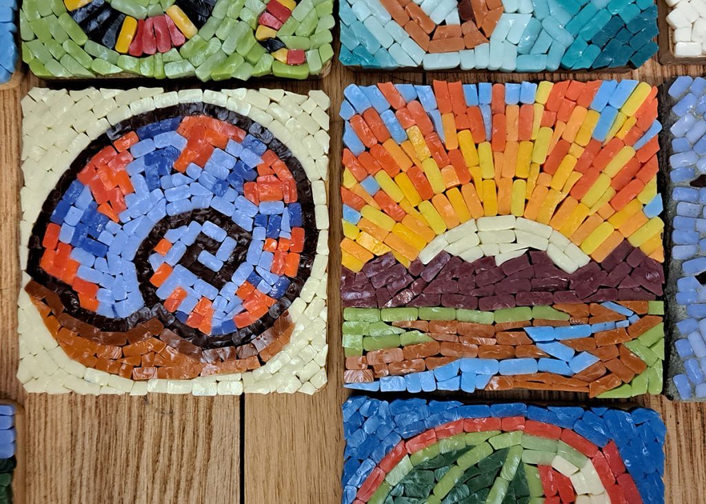 Cleaved-Glass-Tile Mosaic Coasters