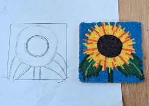 Mosaic Sunflower with Pattern