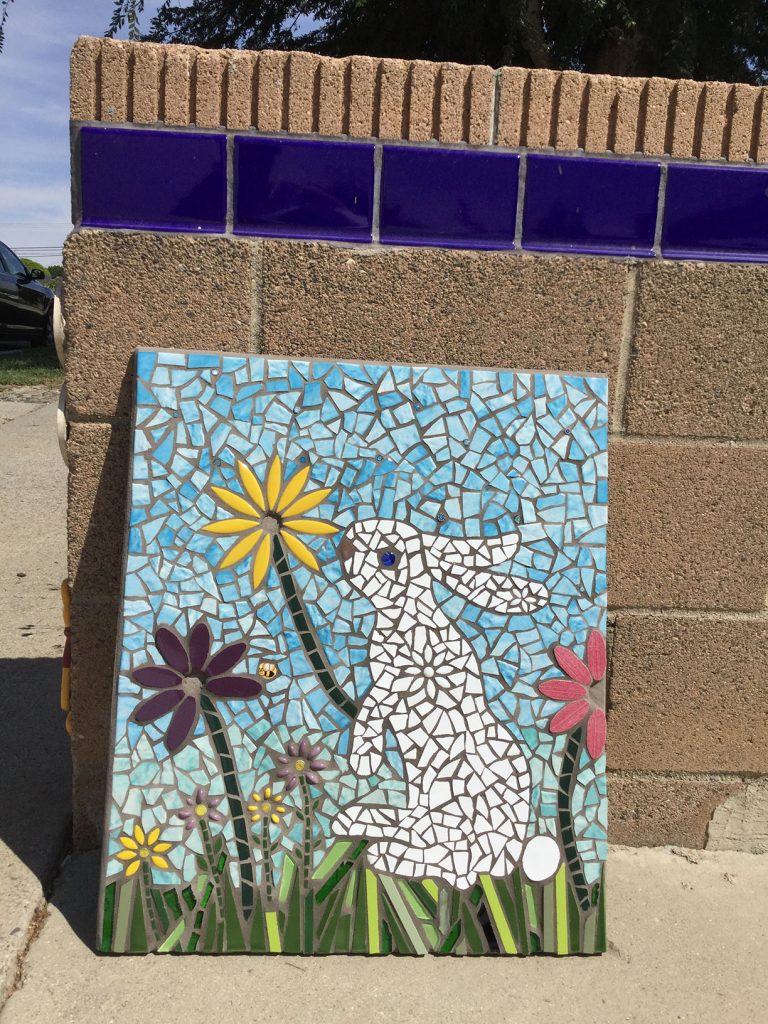 bunny-mosaic-mural-first-panel-before-install