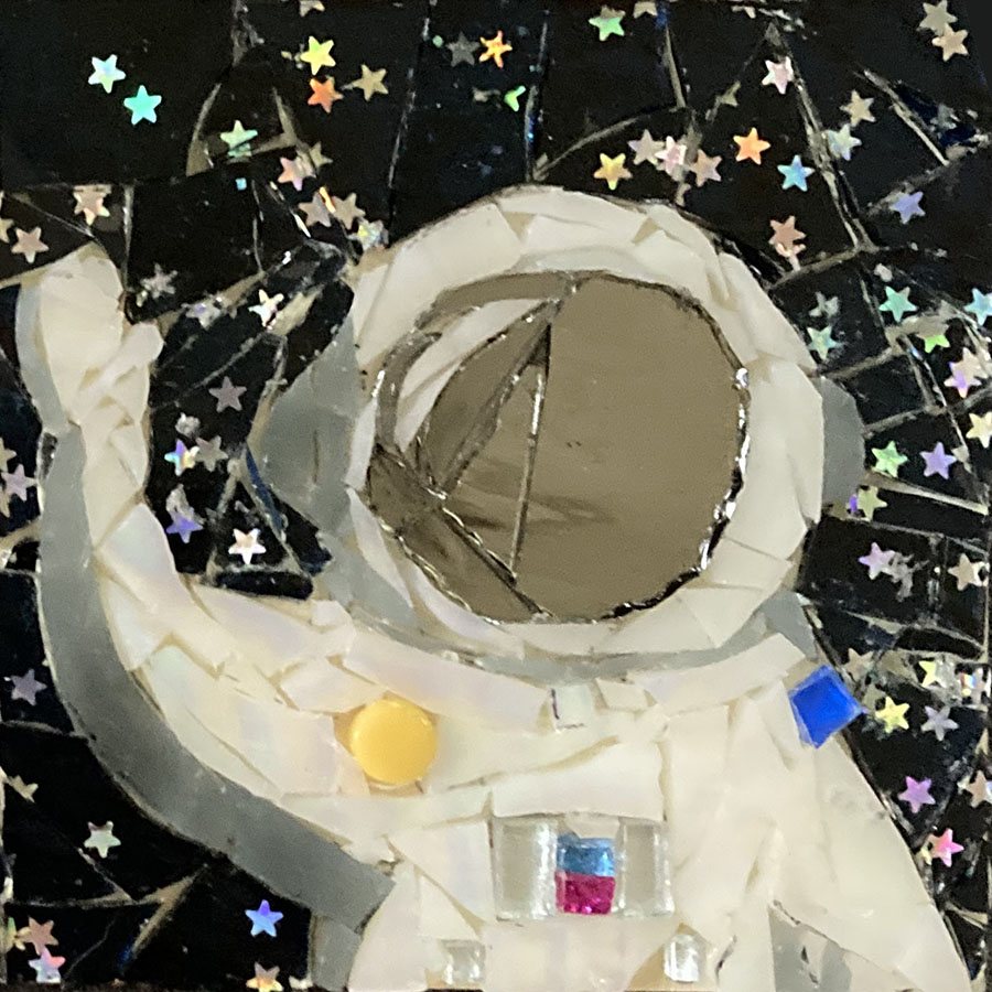 stained-glass-mosaic-plaque astronaut